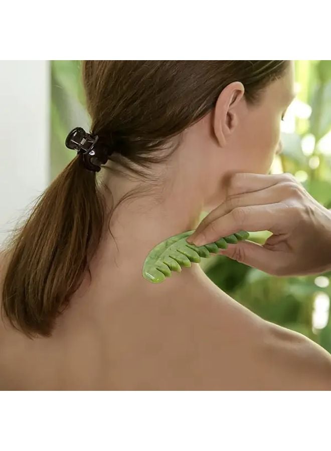 Square Jade Head Comb Massage Tool Natural Stone Scalp Care Massager - Image 3